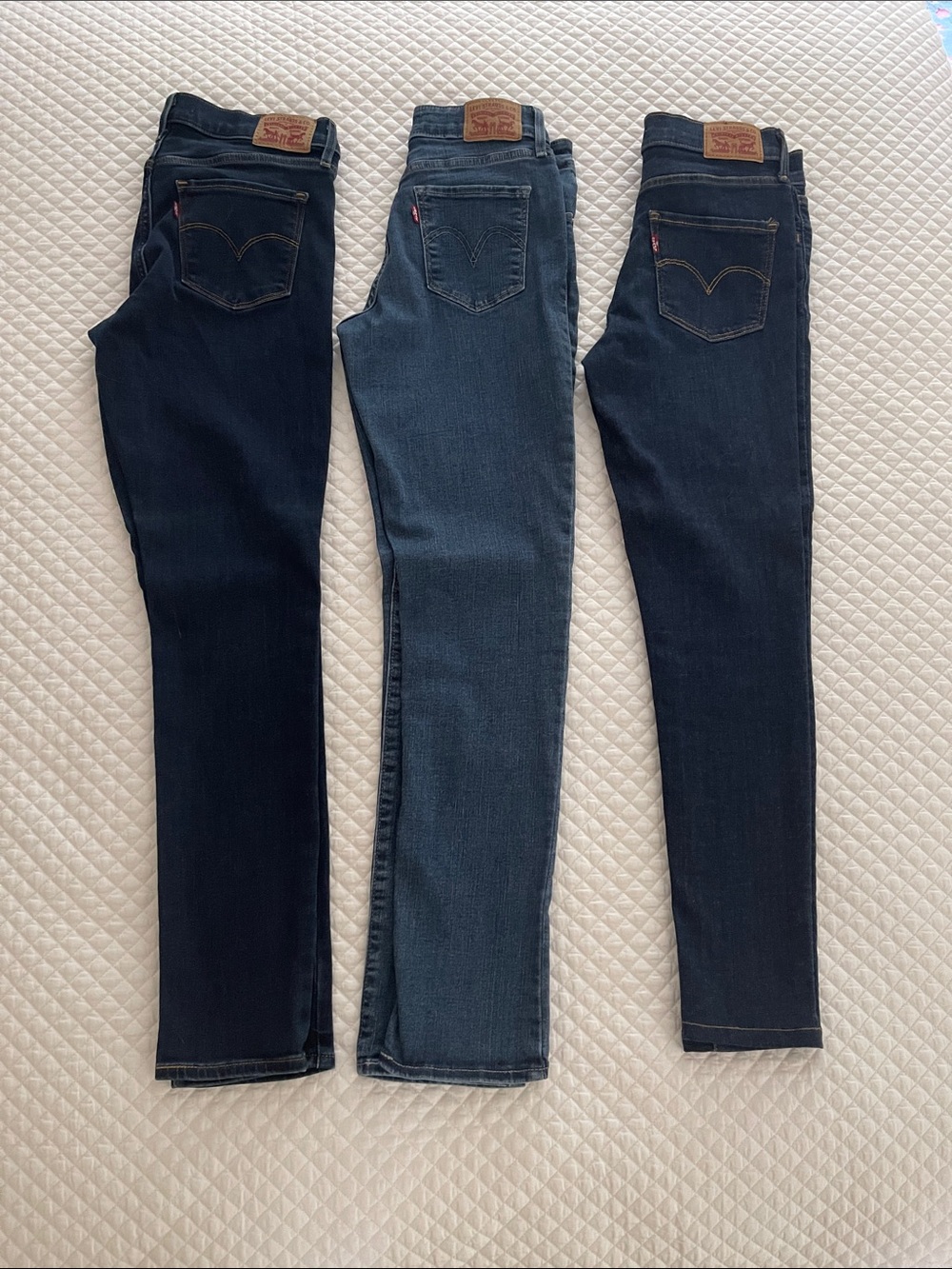 Levi's Women's Skinny Jeans Trio - Dark Navy & Medium Indigo size 27